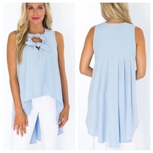 CROSBY by Mollie Burch Light Blue Sleeveless Blouse Brady High‎ Low Tank